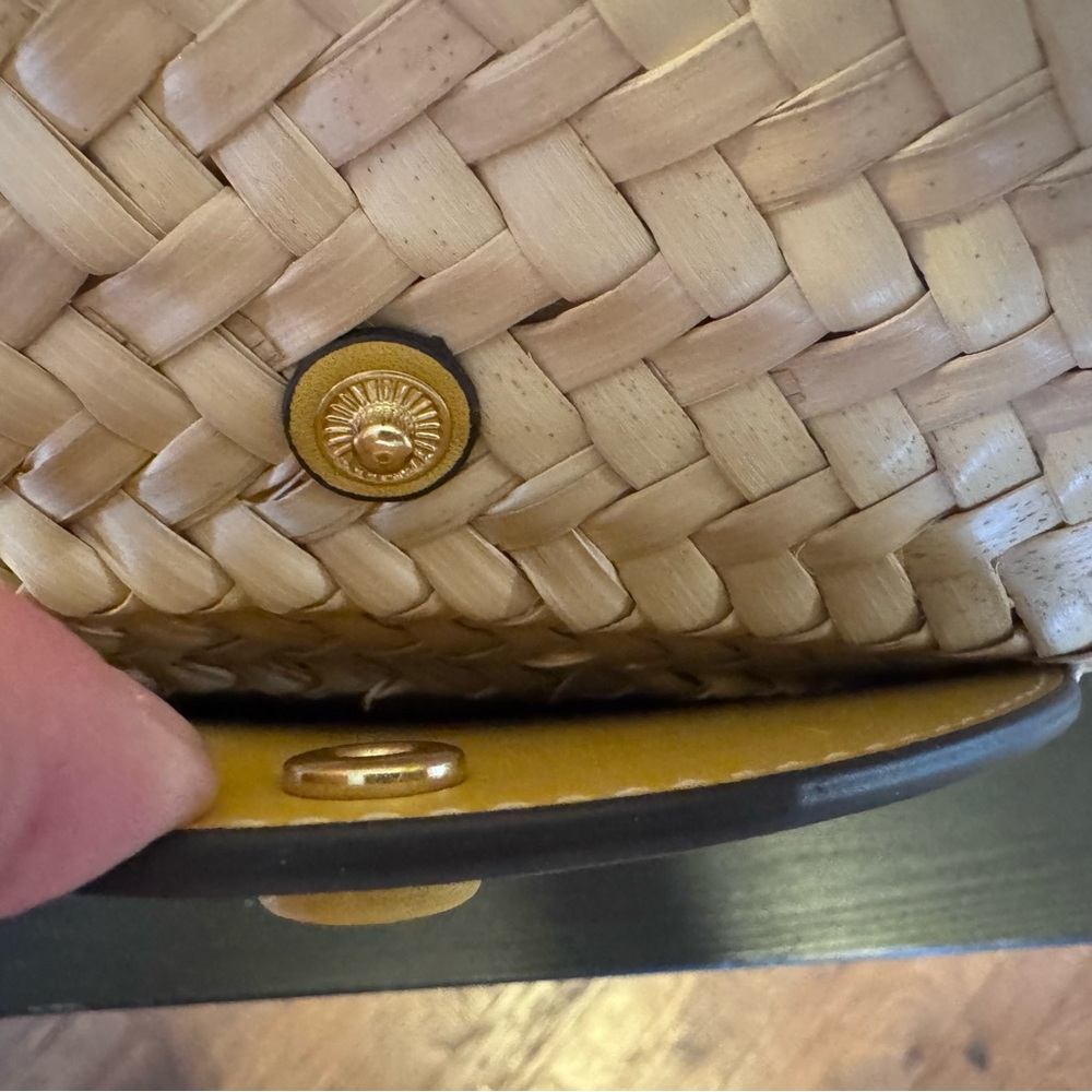 Tory Burch Beige and Yellow Woven Tote Basket Bag - Picture 4 of 11
